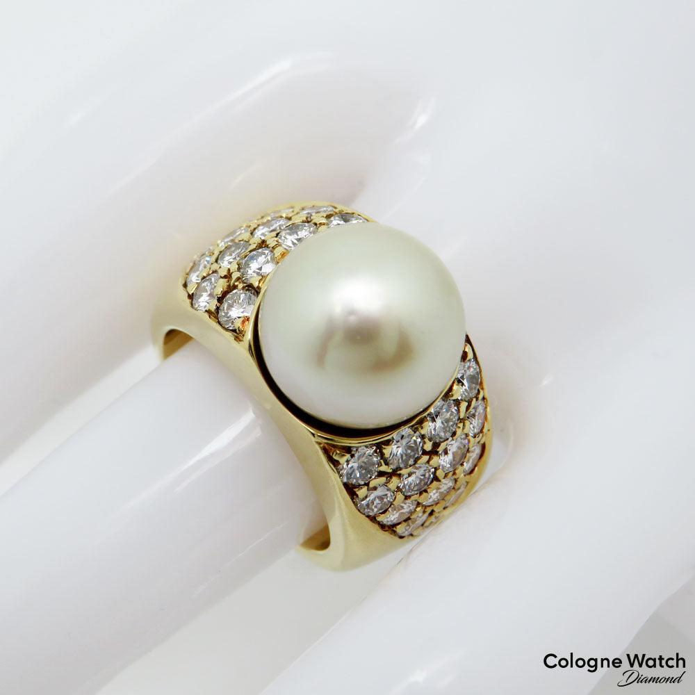 Ring mit Südseeperle Ø 12 mm + ca. 1,40ct TW-si Brillant 750/18K Gelbgold Gr. 53