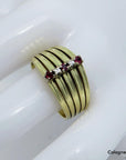 Ring mit ca. 0,06ct Diamant + ca. 0,09 Rubin in 585/14K Gelbgold Gr. 58