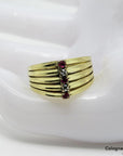 Ring mit ca. 0,06ct Diamant + ca. 0,09 Rubin in 585/14K Gelbgold Gr. 58