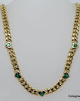 Kette Collier Panzerkette mit ca. 3,75ct Smaragd in 750/18K Gelbgold
