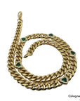 Kette Collier Panzerkette mit ca. 3,75ct Smaragd in 750/18K Gelbgold