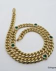 Kette Collier Panzerkette mit ca. 3,75ct Smaragd in 750/18K Gelbgold