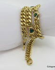 Kette Collier Panzerkette mit ca. 3,75ct Smaragd in 750/18K Gelbgold