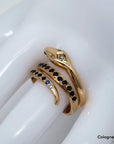 Schlangenring mit ca. 0,20ct Diamant und Saphir in 585/14K Rosegold Gr. 55