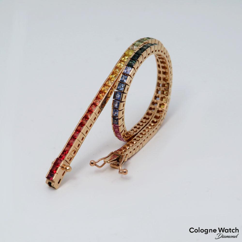 Armband Rainbow Tennisarmband mit 6,11ct Saphir in 750/18K Rosegold 20cm