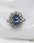 Ring mit ca. 1,50ct Saphir und ca. 0,72ct TW-vsi Brillant in 750/18K Weißgold Gr. 52