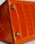 Hermès Kelly 28 Sellier aus Alligator Leder mit Gelbgoldenen Beschlägen in Orange