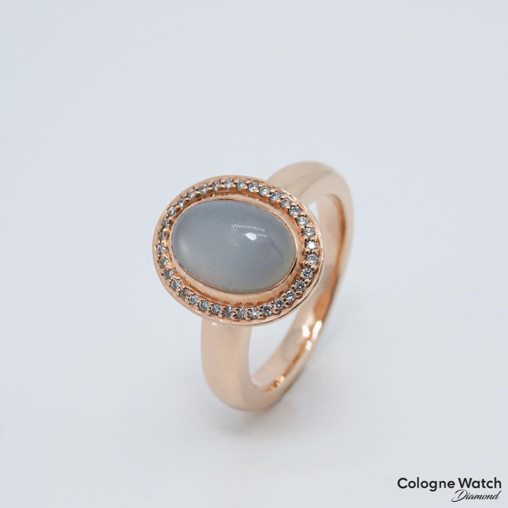 Ring mit Brillant und Mondstein Besatz in 585/14K Rosegold Gr. 52