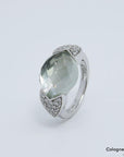 37ct W-si Brillant und Prasiolith Besatz in 585/14K Weißgold Gr. 52