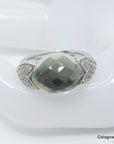 37ct W-si Brillant und Prasiolith Besatz in 585/14K Weißgold Gr. 52
