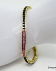 Armband Rainbow Tennisarmband mit 5,76ct Saphir in 750/18K Gelbgold 18cm