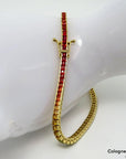 Armband Rainbow Tennisarmband mit 5,76ct Saphir in 750/18K Gelbgold 18cm