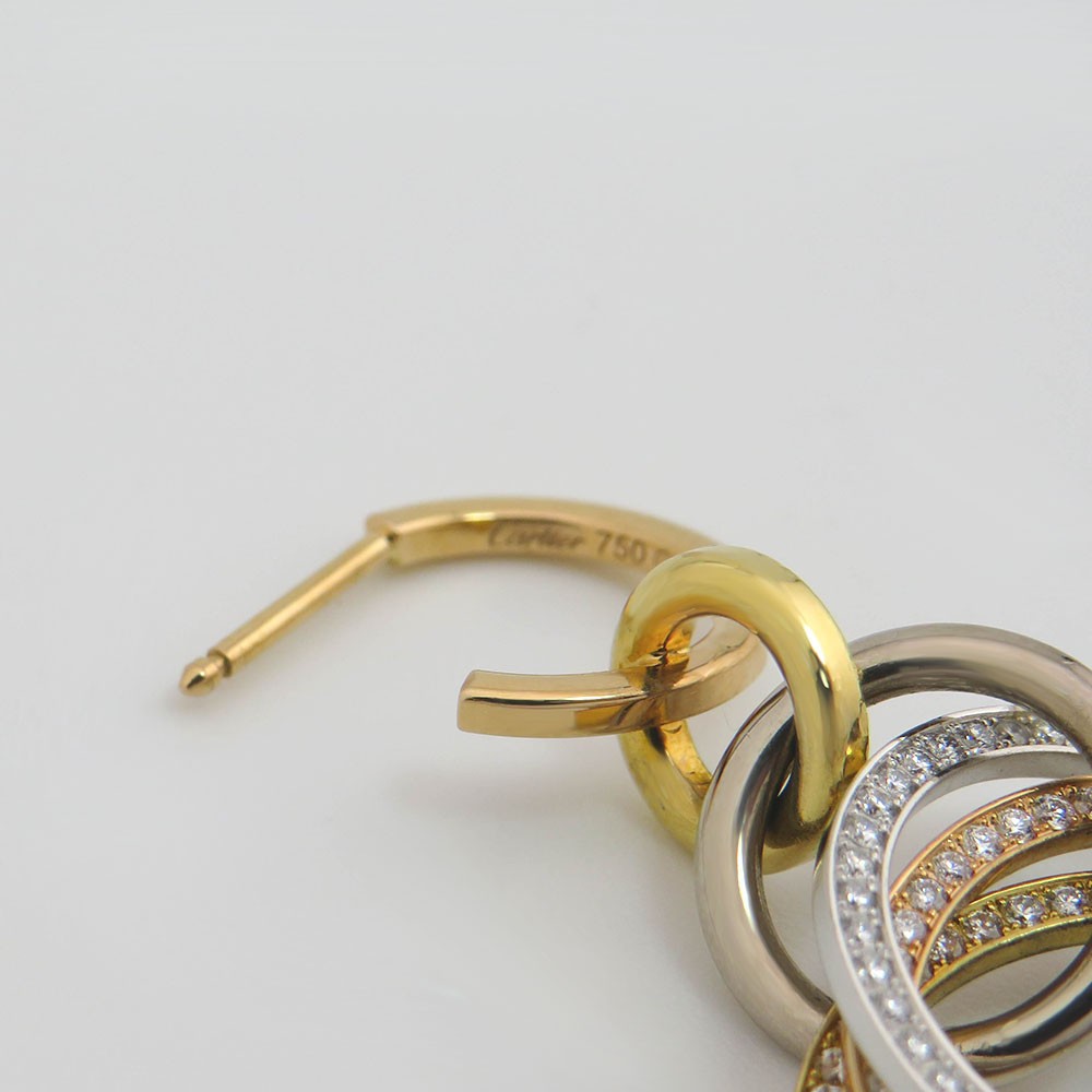 Cartier Trinity Ohrstecker Ohrhänger mit Brillant Besatz in 750/18K Gold / Vintage